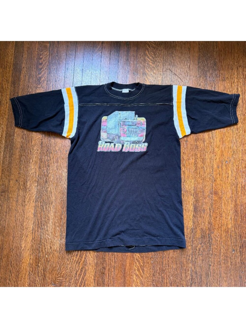 Vintage 1970s Road Boss Trucker T-Shirt, Sportswear Jersey Style Tee Size Medium